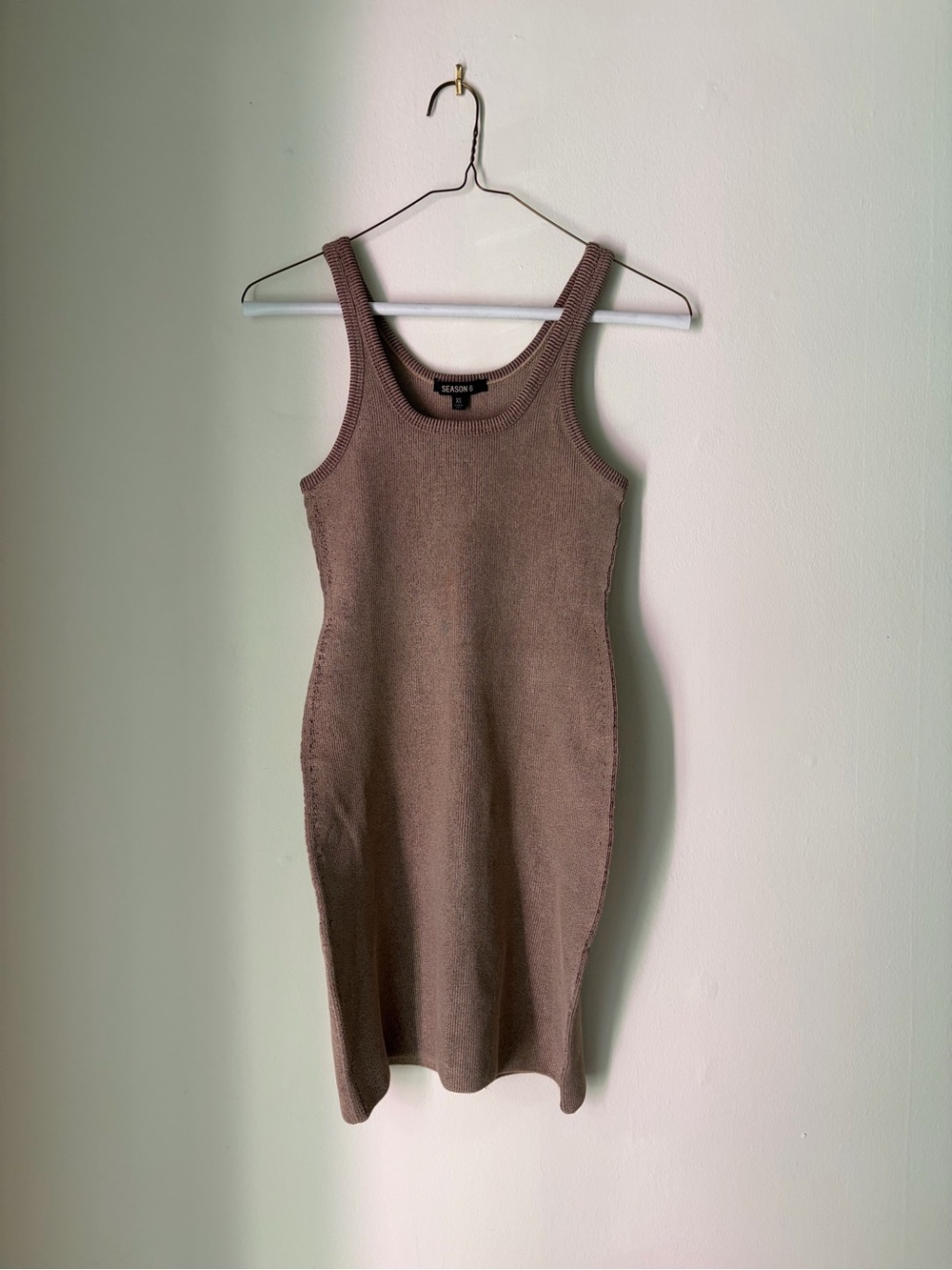 Yeezy Sculpted Ribbed Mini Dress in Taupe